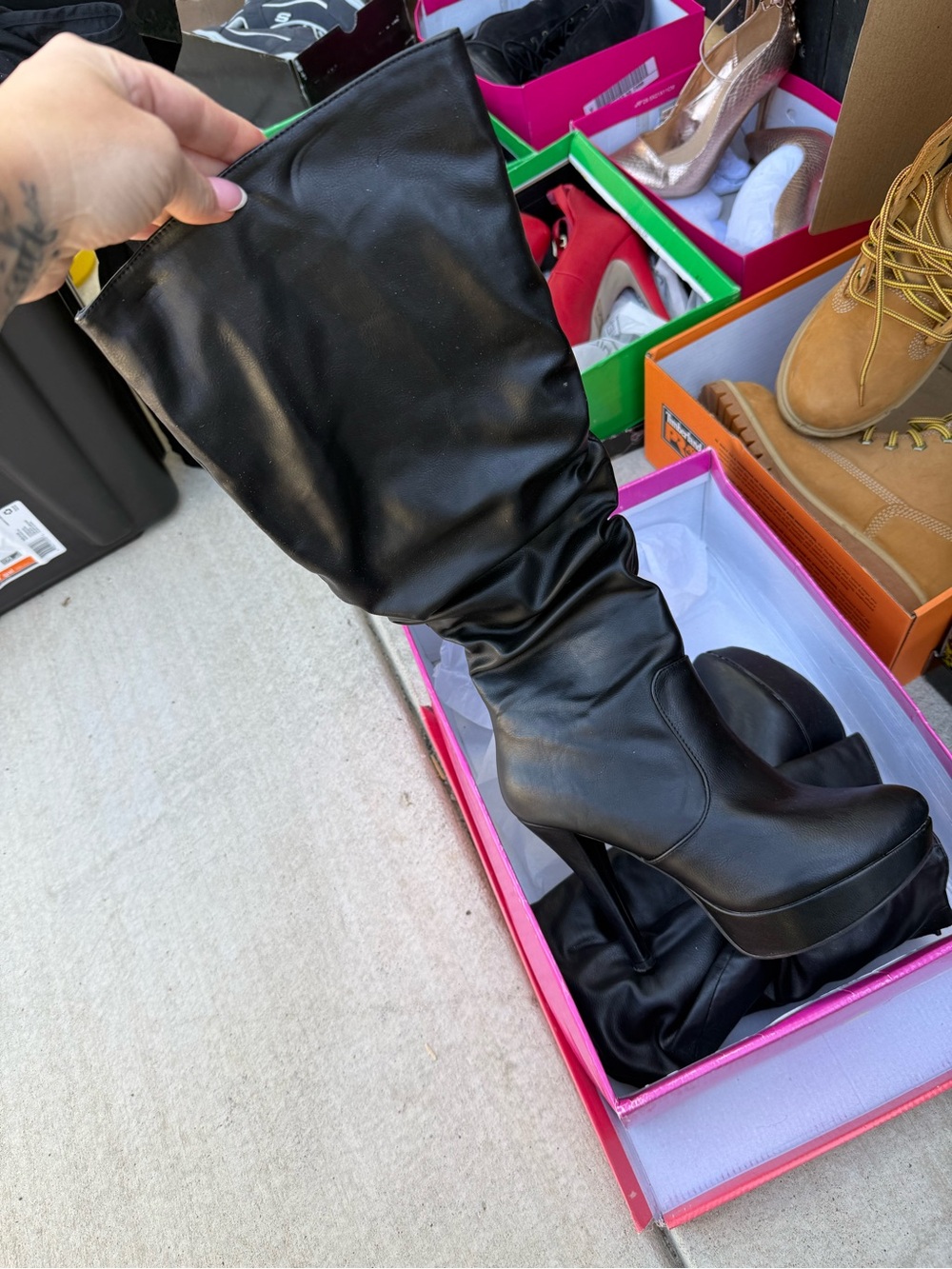 Black Over-the-Knee Platform Boots for Women